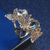 whimsical yellow butterfly ring crystal