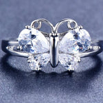 white stone butterfly ring for women