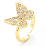 woman gold butterfly ring