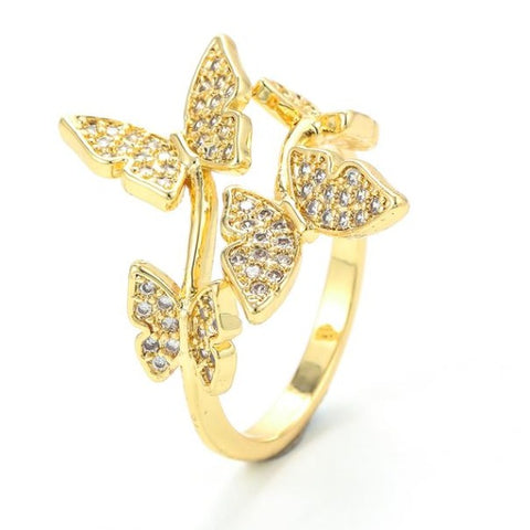 yellow gold butterfly ring