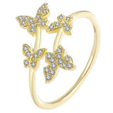 yellow sterling silver butterfly ring